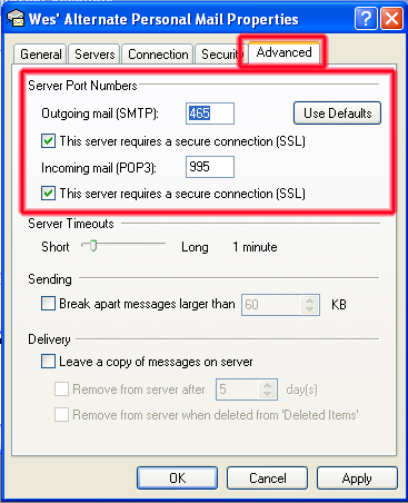 Outlook Express Email Setup